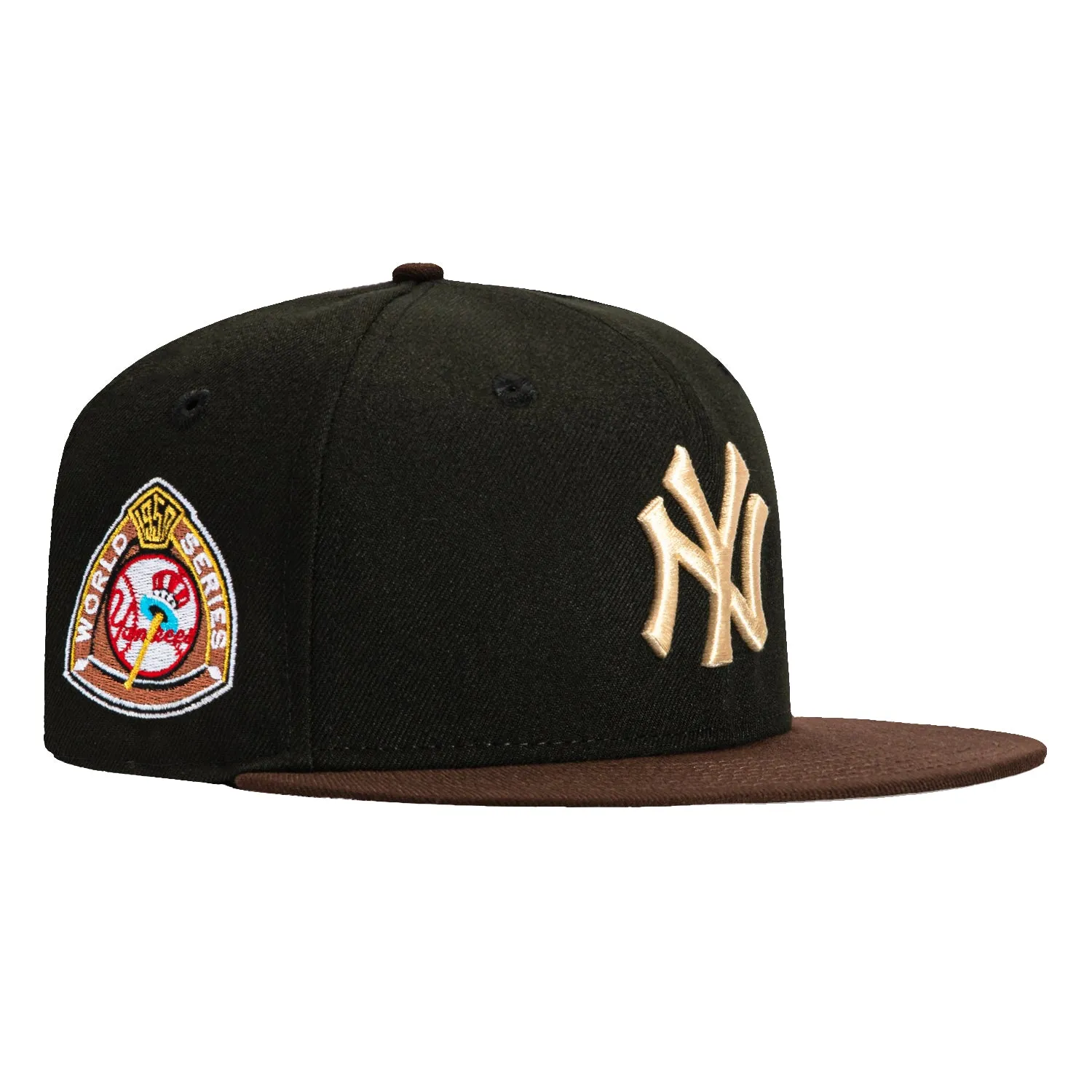 New Era 59Fifty New York Yankees 1950 World Series Patch Hat - Black. Brown