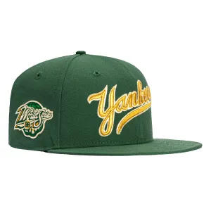 New Era 59Fifty New York Yankees 1998 World Series Patch Script Hat - Green. Metallic Gold