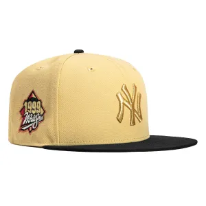 New Era 59Fifty New York Yankees 1999 World Series Patch Hat - Tan. Black. Metallic Gold