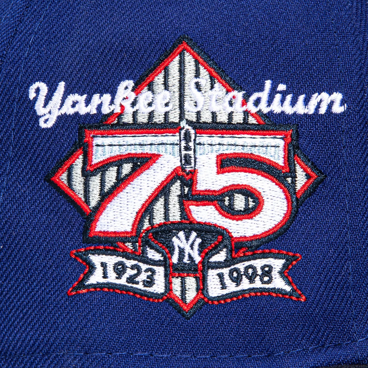 New Era 59Fifty New York Yankees 75th Anniversary Stadium Patch Script Hat - Royal. Navy