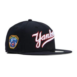 New Era 59Fifty New York Yankees FDNY Patch Script Hat - Navy