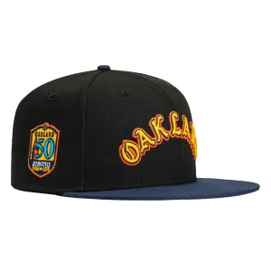 New Era 59Fifty Oakland Athletics 50th Anniversary Patch Word Hat - Black. Navy. Gold. Orange