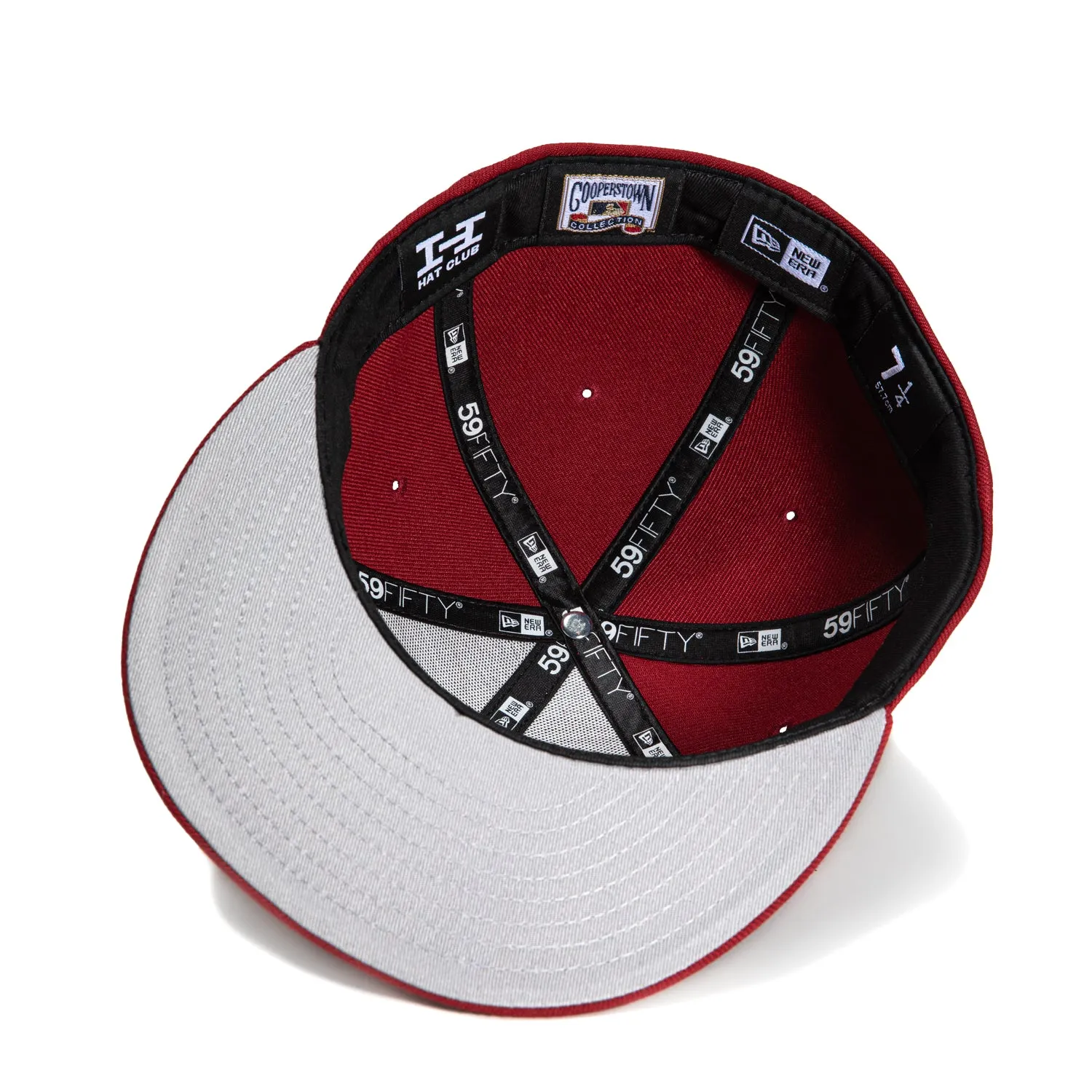 New Era 59Fifty Oakland Athletics Battle of the Bay Patch Script Hat - Cardinal. Ivory. Metallic Silver