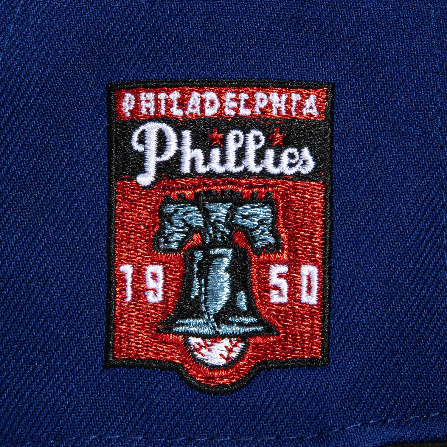 New Era 59Fifty Philadelphia Phillies 1950 Logo Patch Script Hat - Royal. Black