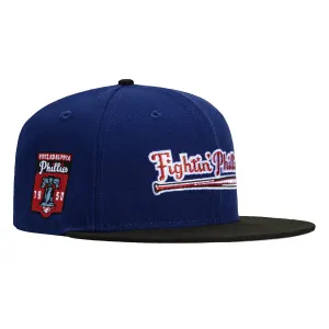 New Era 59Fifty Philadelphia Phillies 1950 Logo Patch Script Hat - Royal. Black