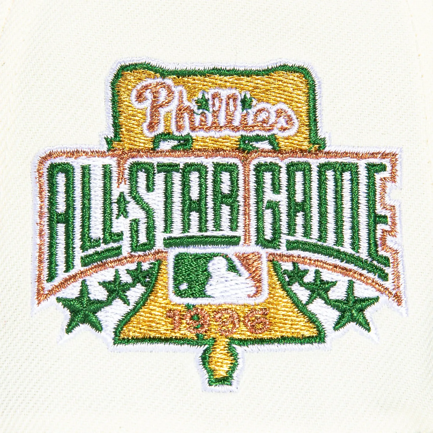 New Era 59Fifty Philadelphia Phillies 1996 All Star Game Patch Alternate Hat - White. Olive. Metallic Gold