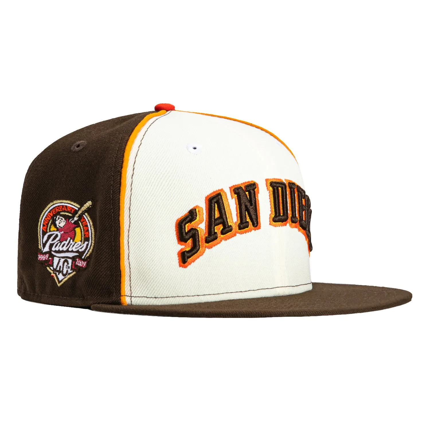 New Era 59Fifty San Diego Padres 40th Anniversary Patch Arch Rail Hat - White, Brown