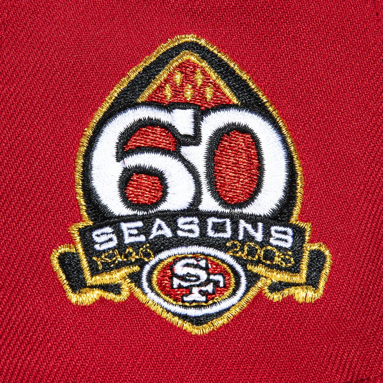 New Era 59Fifty San Francisco 49ers 60th Anniversary Patch Word Hat - Cardinal. Black