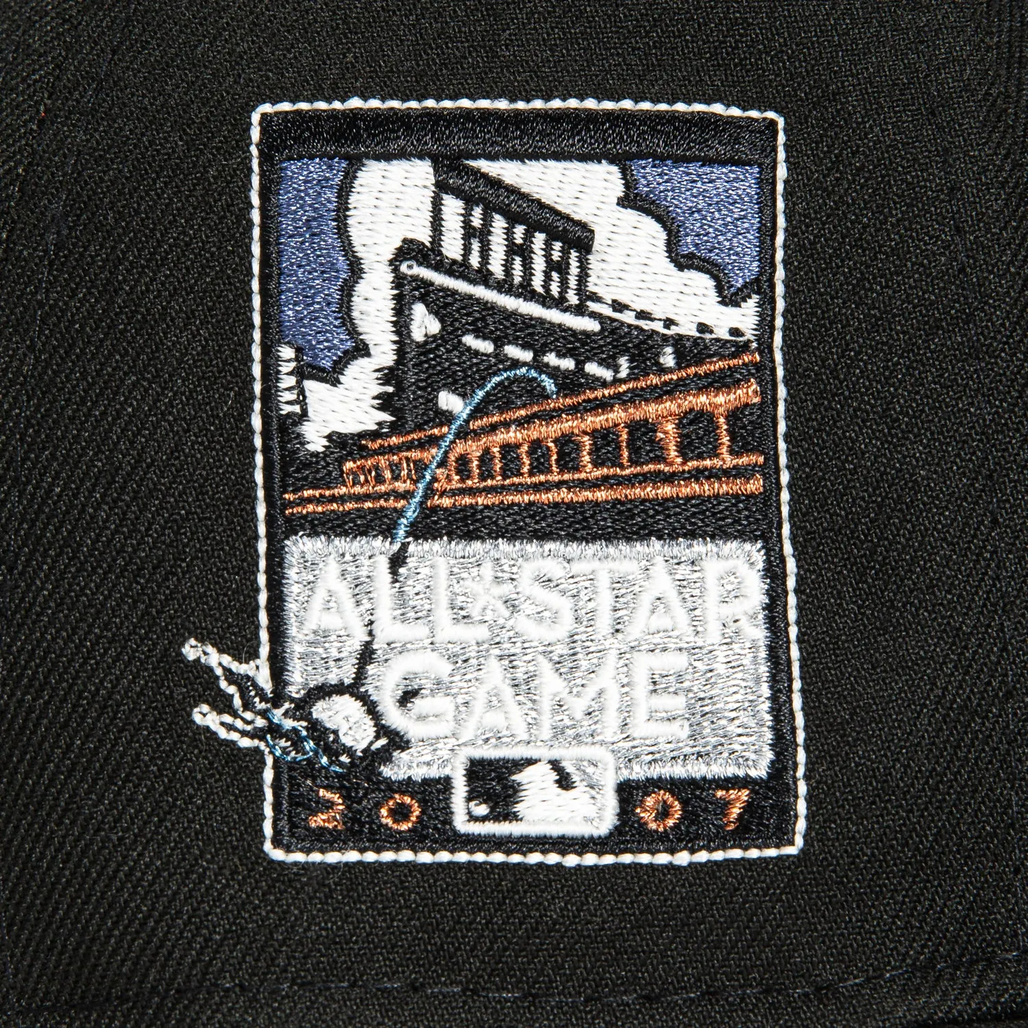 New Era 59Fifty San Francisco Giants 2007 All Star Game Patch Script Hat - Black. Metallic Silver