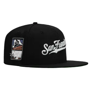 New Era 59Fifty San Francisco Giants 2007 All Star Game Patch Script Hat - Black. Metallic Silver