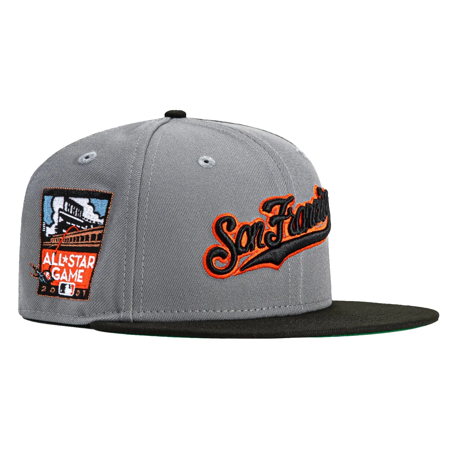 New Era 59Fifty San Francisco Giants 2007 All Star Game Patch Script Hat - Storm Grey, Black