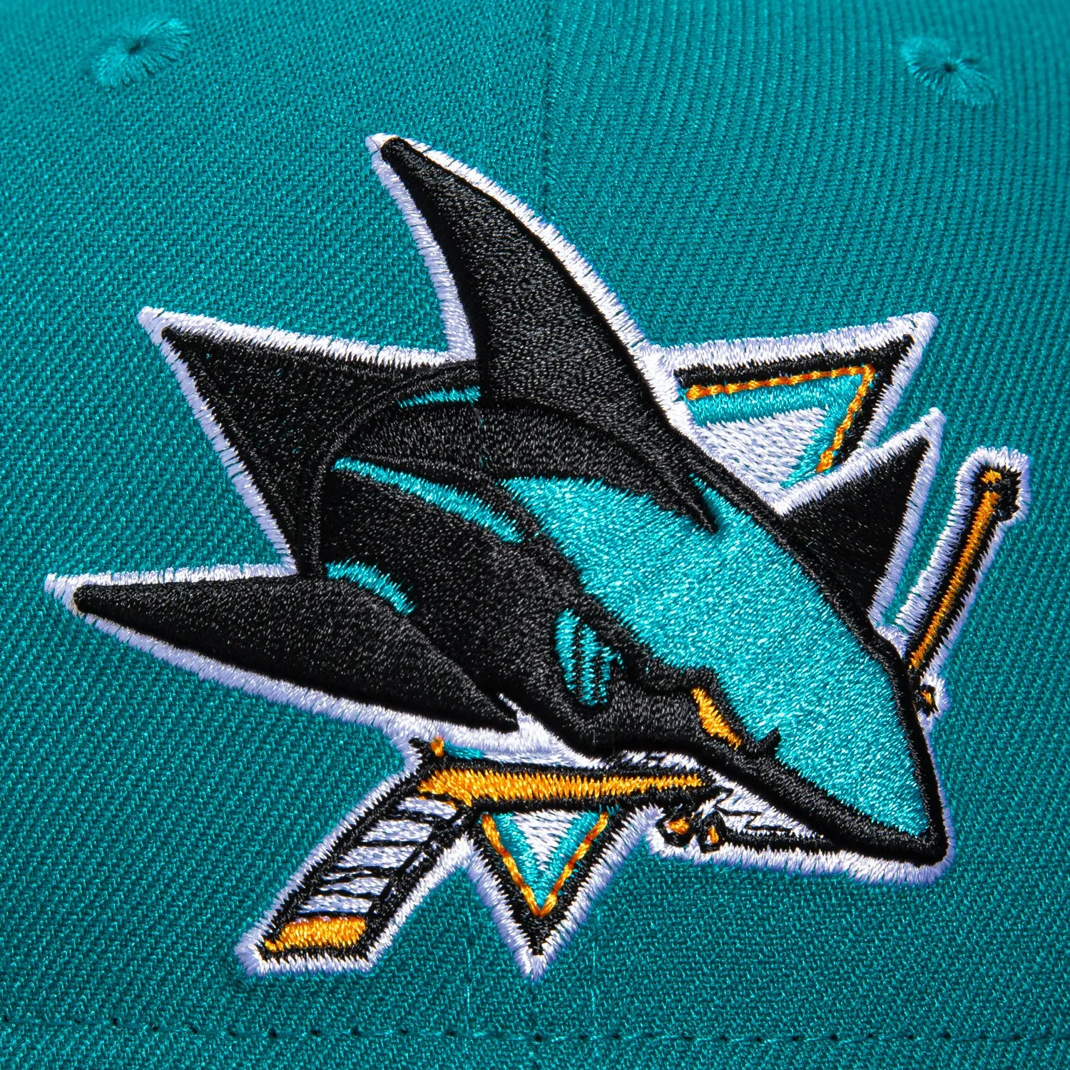 New Era 59Fifty San Jose Sharks 10th Anniversary Patch Hat - Teal. Black