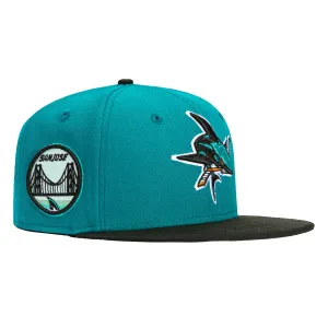 New Era 59Fifty San Jose Sharks Bridge Patch Alternate Hat - Teal. Black