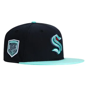 New Era 59Fifty Seattle Kraken Inaugural Patch Hat - Navy. Mint