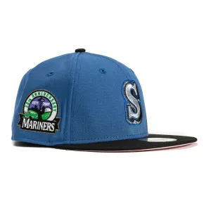 New Era 59Fifty Seattle Mariners 30th Anniversary Patch Hat - Indigo. Black. Metallic Silver