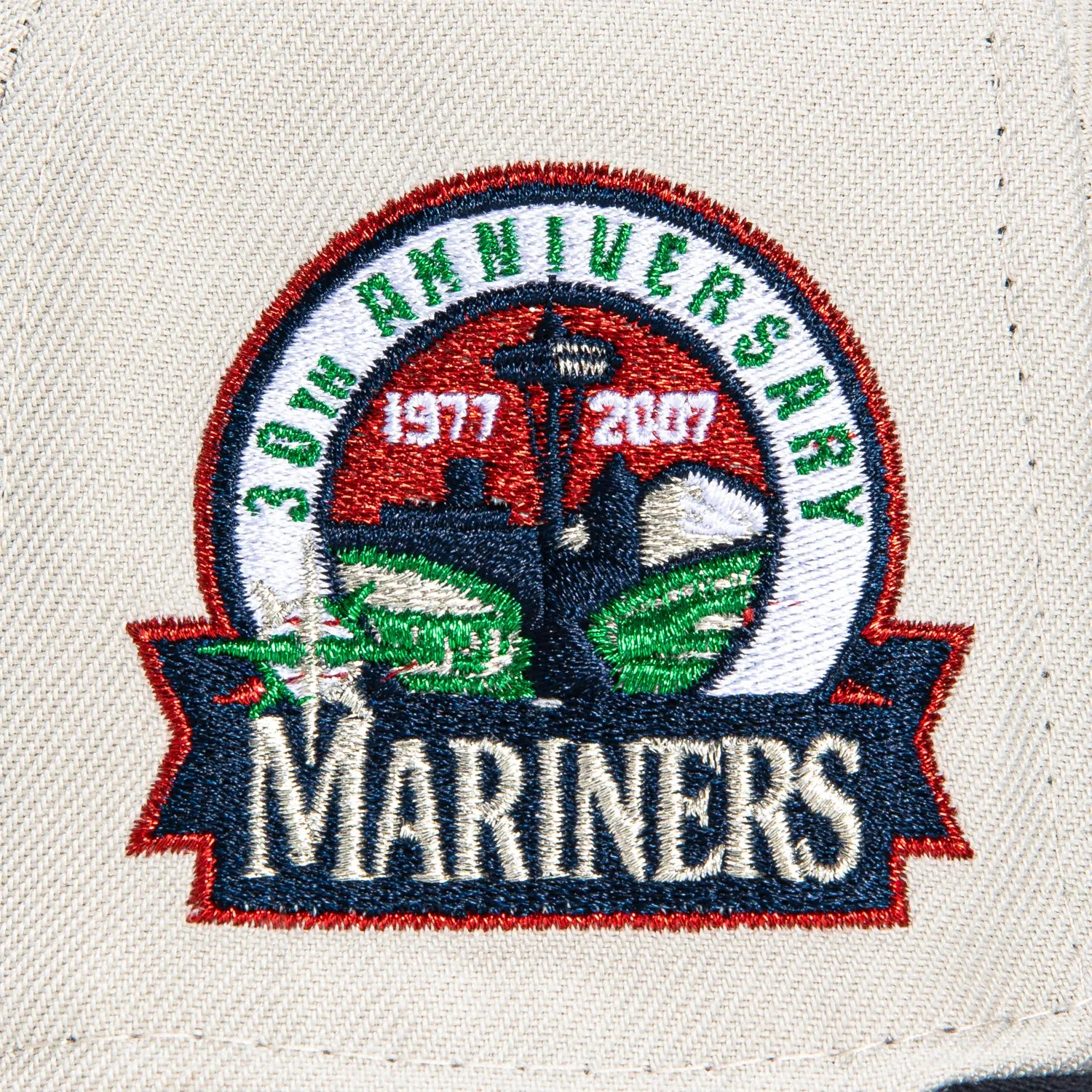 New Era 59Fifty Seattle Mariners 30th Anniversary Patch Word Hat - Stone, Navy, Red