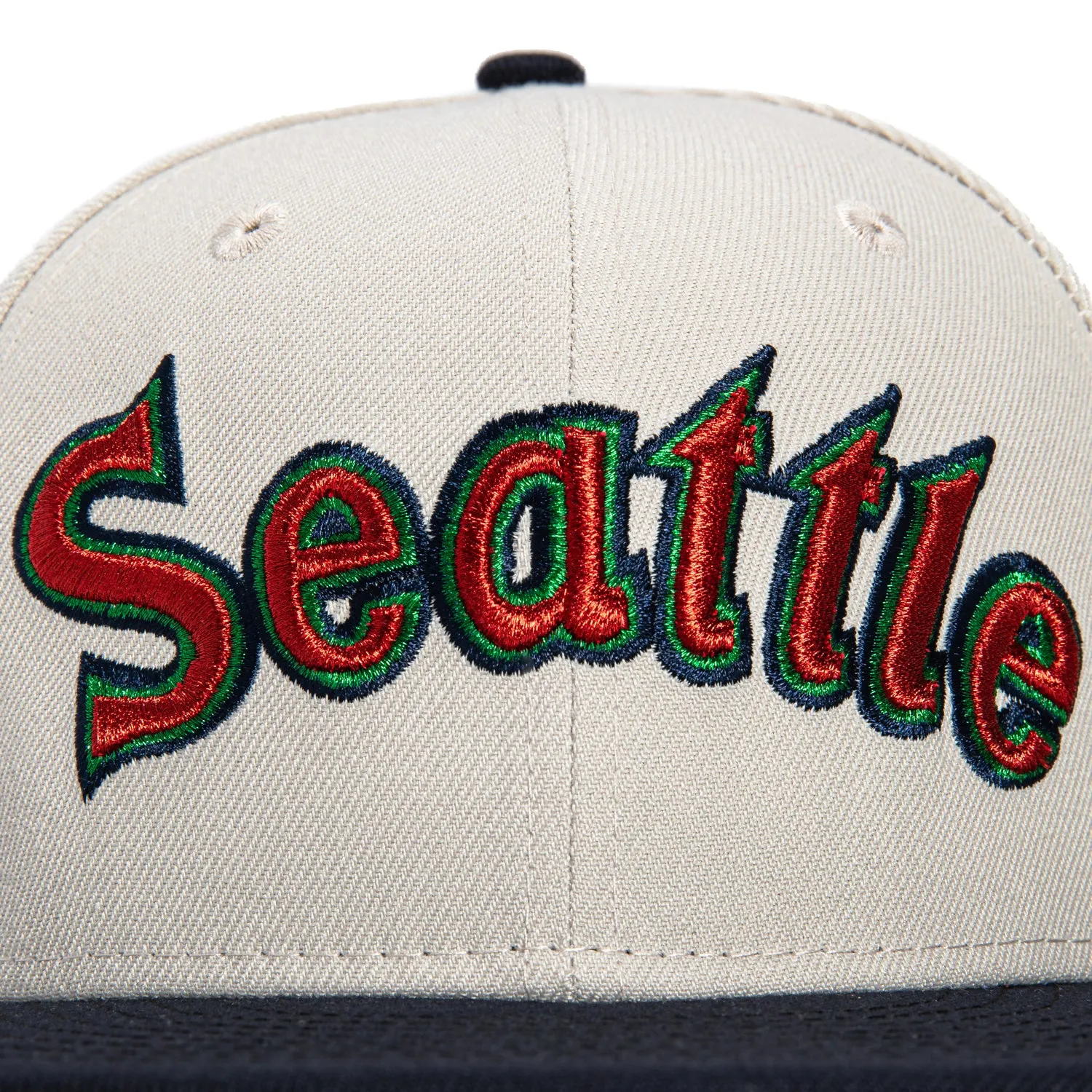 New Era 59Fifty Seattle Mariners 30th Anniversary Patch Word Hat - Stone, Navy, Red