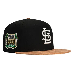 New Era 59Fifty Suede Visor St Louis Cardinals Busch Stadium Patch Hat - Black. Tan