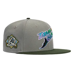 New Era 59Fifty Tampa Bay Rays 10th Anniversary Patch Word Hat - Graphite. Green