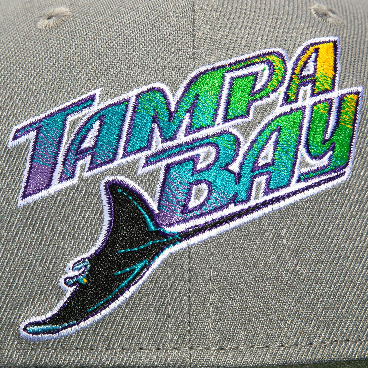 New Era 59Fifty Tampa Bay Rays 10th Anniversary Patch Word Hat - Graphite. Green