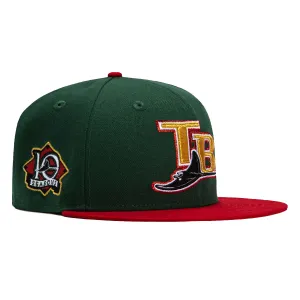 New Era 59Fifty Tampa Bay Rays 10th Anniversary Patch Word Hat - Green. Red