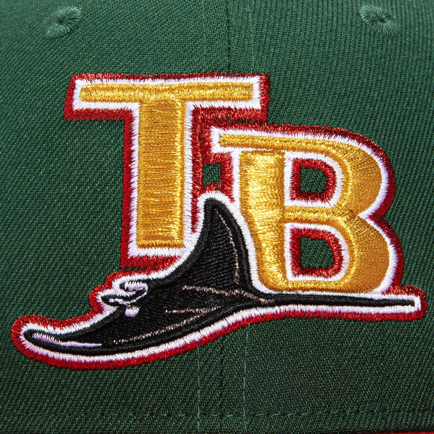 New Era 59Fifty Tampa Bay Rays 10th Anniversary Patch Word Hat - Green. Red