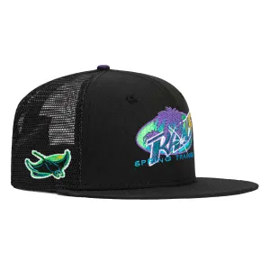 New Era 59Fifty Tampa Bay Rays Logo Patch Spring Training Trucker Hat - Black