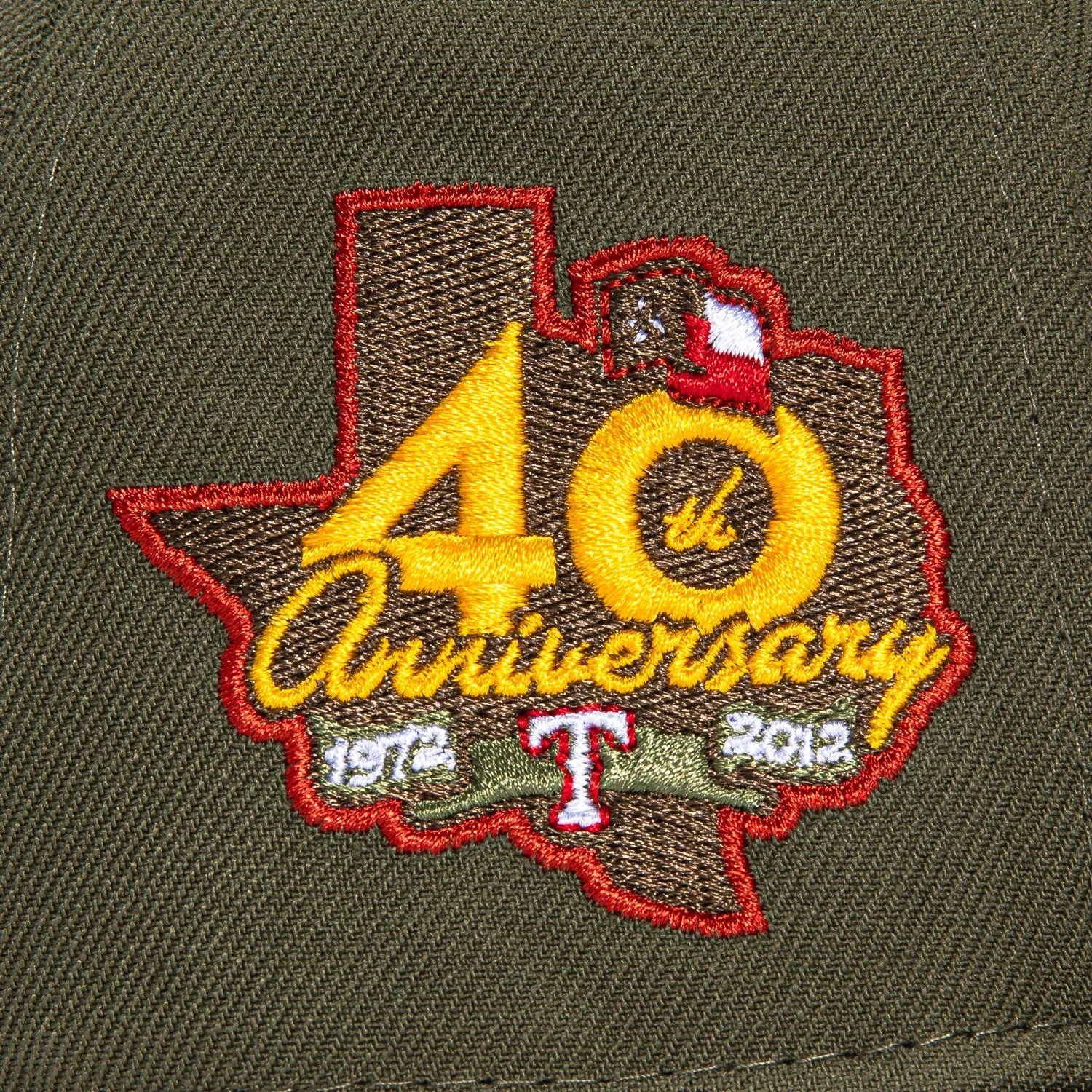 New Era 59Fifty Texas Rangers 40th Anniversary Patch Word Hat - Olive