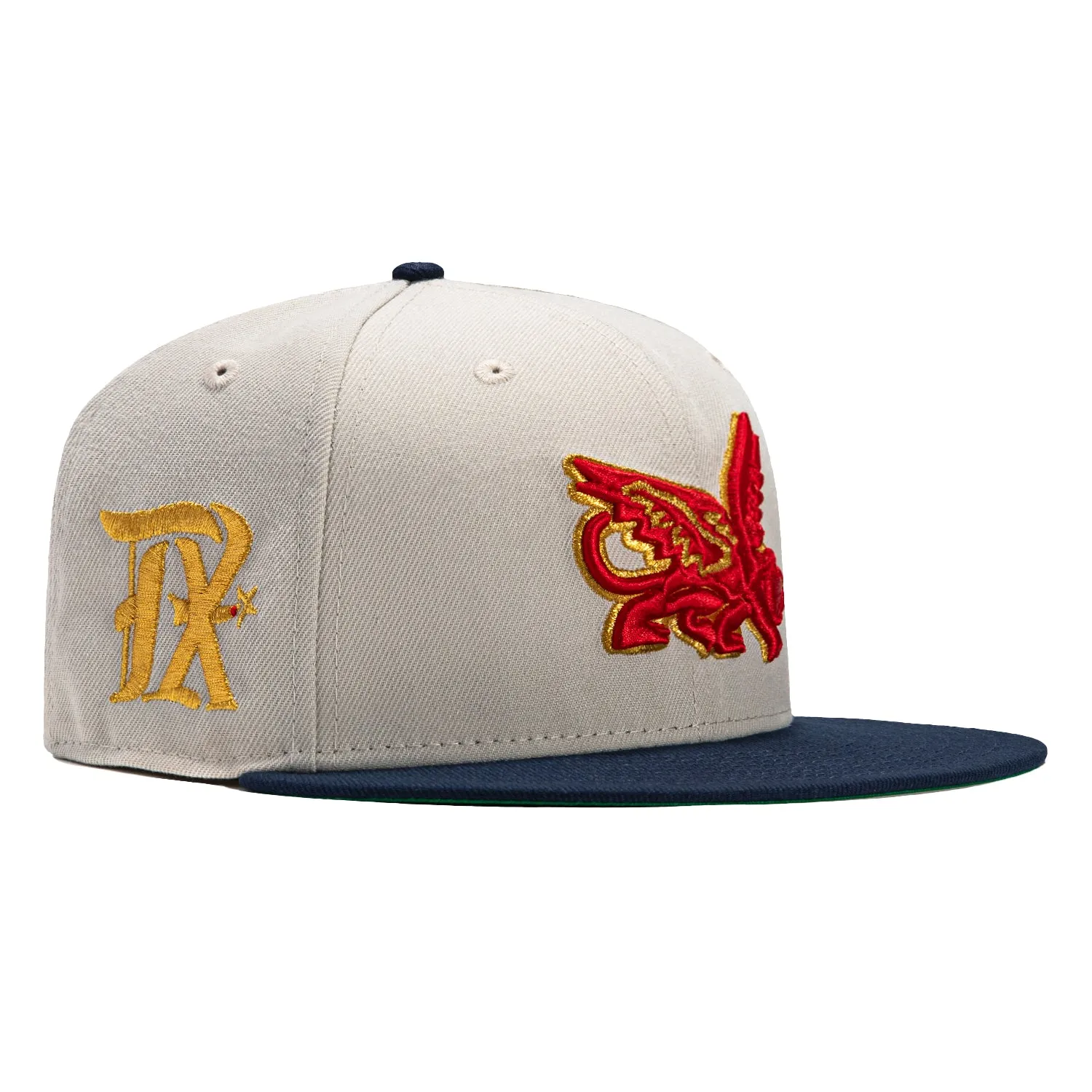 New Era 59Fifty Texas Rangers City Connect Patch Peagle Hat - Stone. Navy. Red