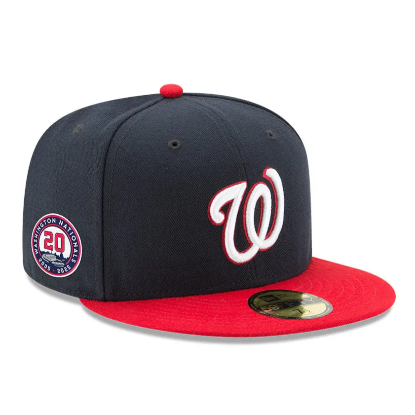 New Era 59Fifty Washington Nationals 20th Anniversary Patch Alternate Hat - Navy. Red
