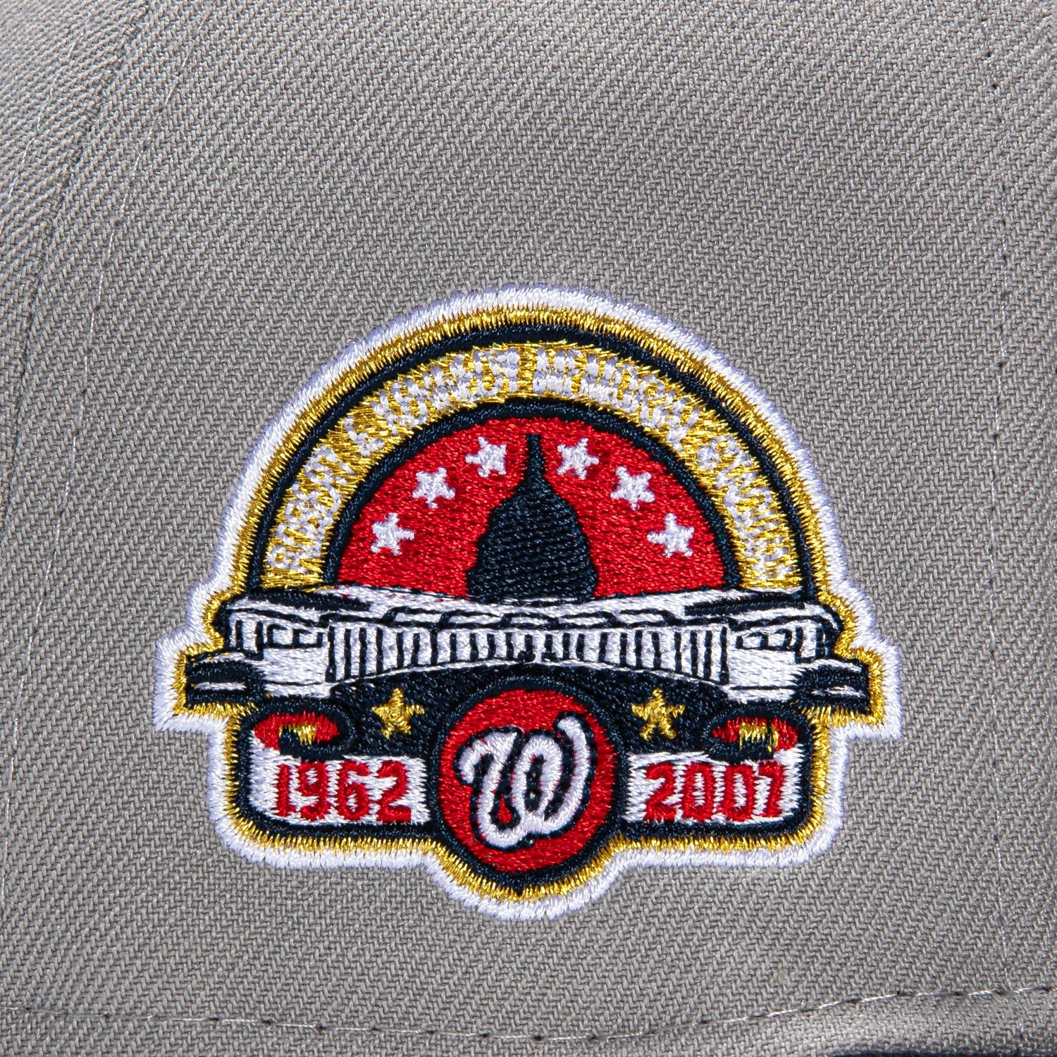 New Era 59Fifty Washington Nationals RFK Stadium Patch Word Hat - Grey. Navy
