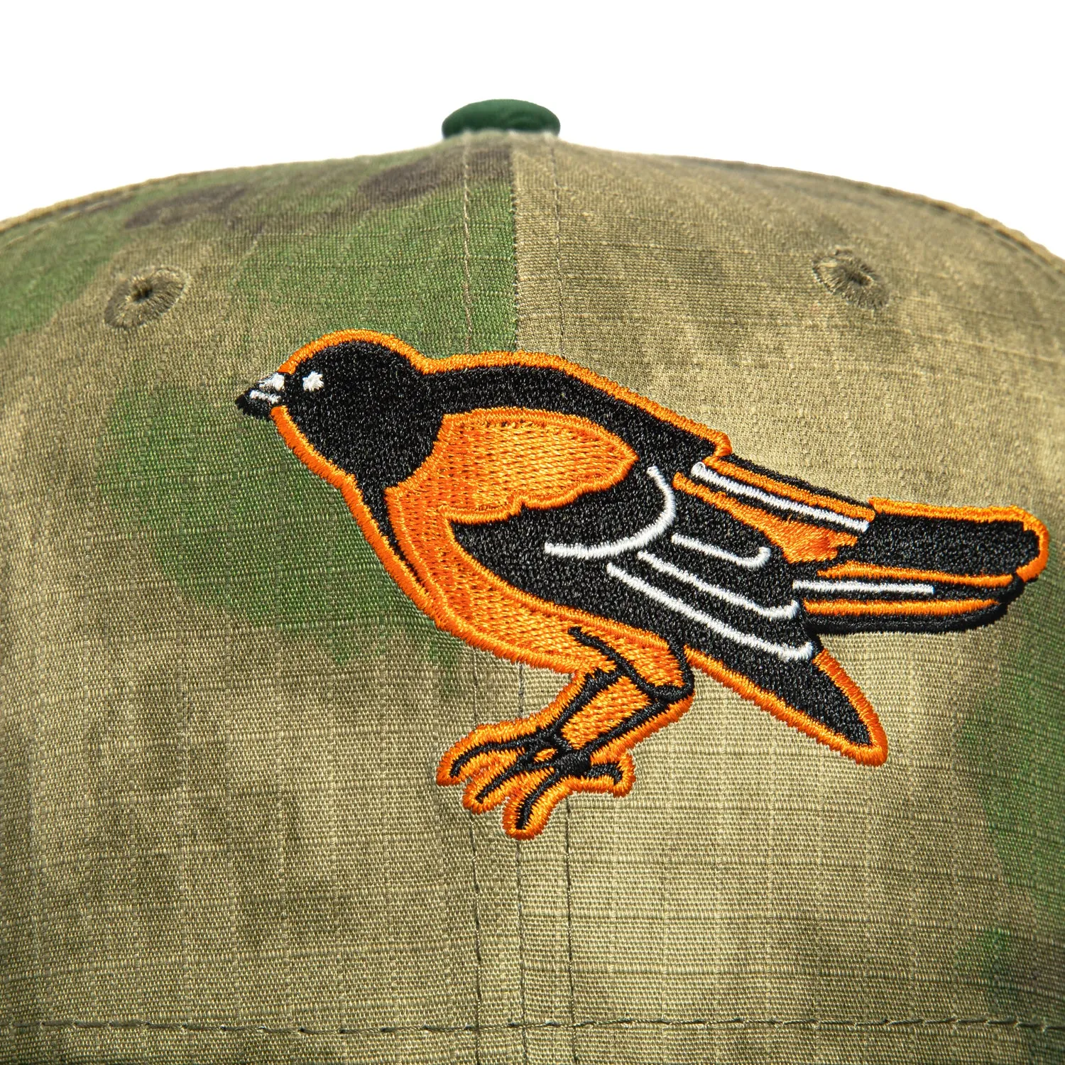 New Era 59Fifty Water Color Camo Baltimore Orioles 20th Anniversary Stadium Patch Hat - Camo. Green