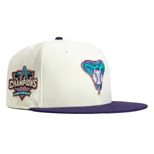 New Era 59Fifty White Dome Arizona Diamondbacks 20th Anniversary Patch SH Hat - White. Purple