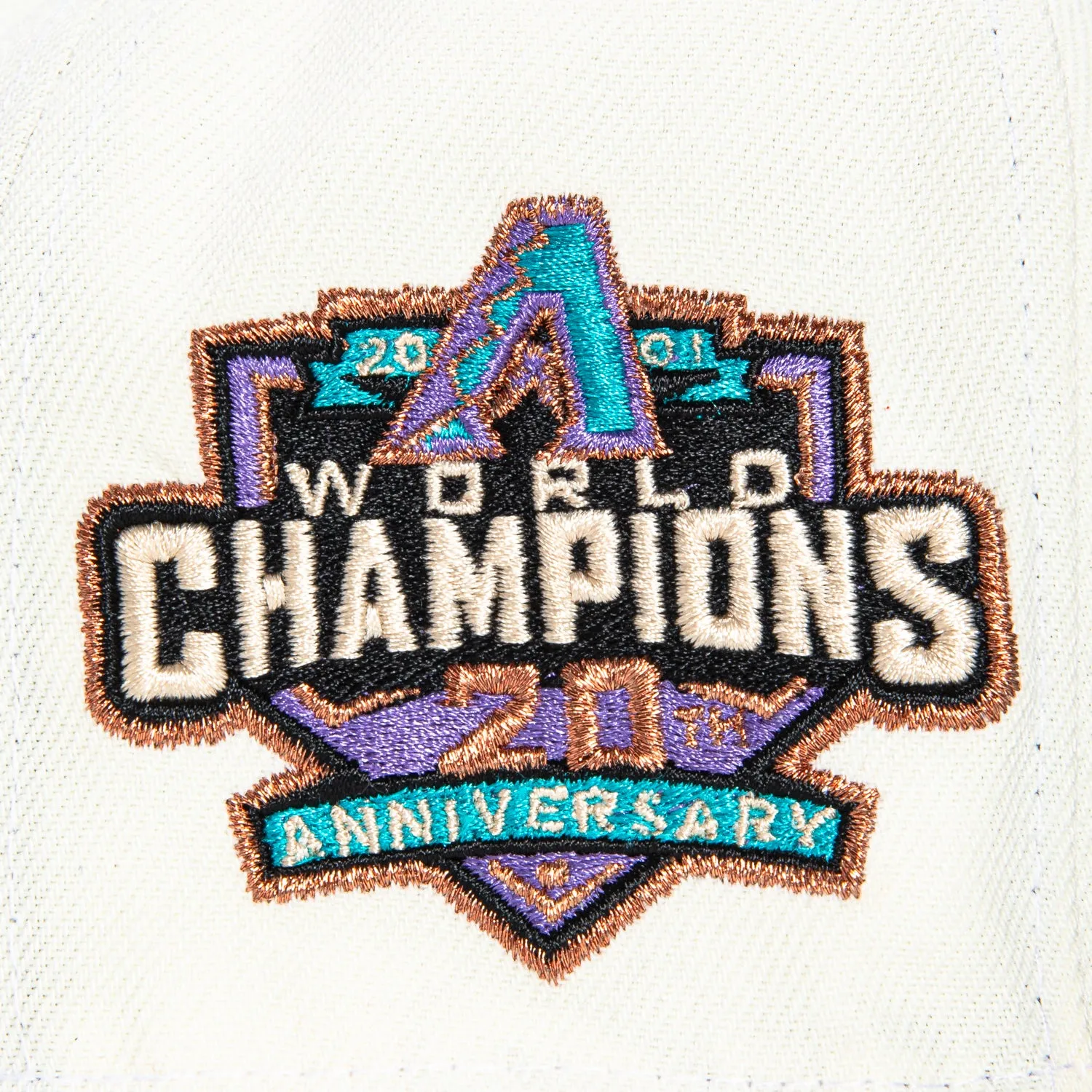 New Era 59Fifty White Dome Arizona Diamondbacks 20th Anniversary Patch SH Hat - White. Purple