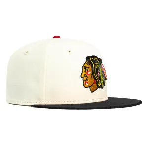 New Era 59Fifty White Dome Chicago Blackhawks Hat - White, Black