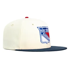 New Era 59Fifty White Dome New York Rangers Hat - White, Navy