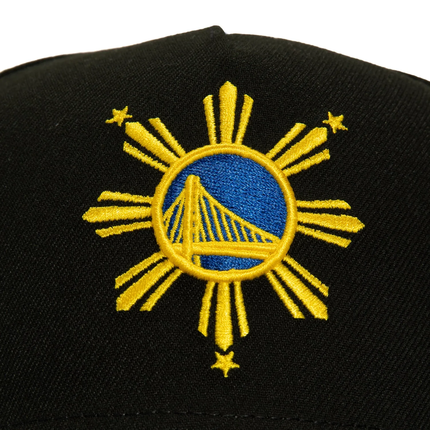 New Era 9Fifty A-Frame Golden State Warriors The Bay Patch Filipino Sun Snapback Hat - Black. Royal