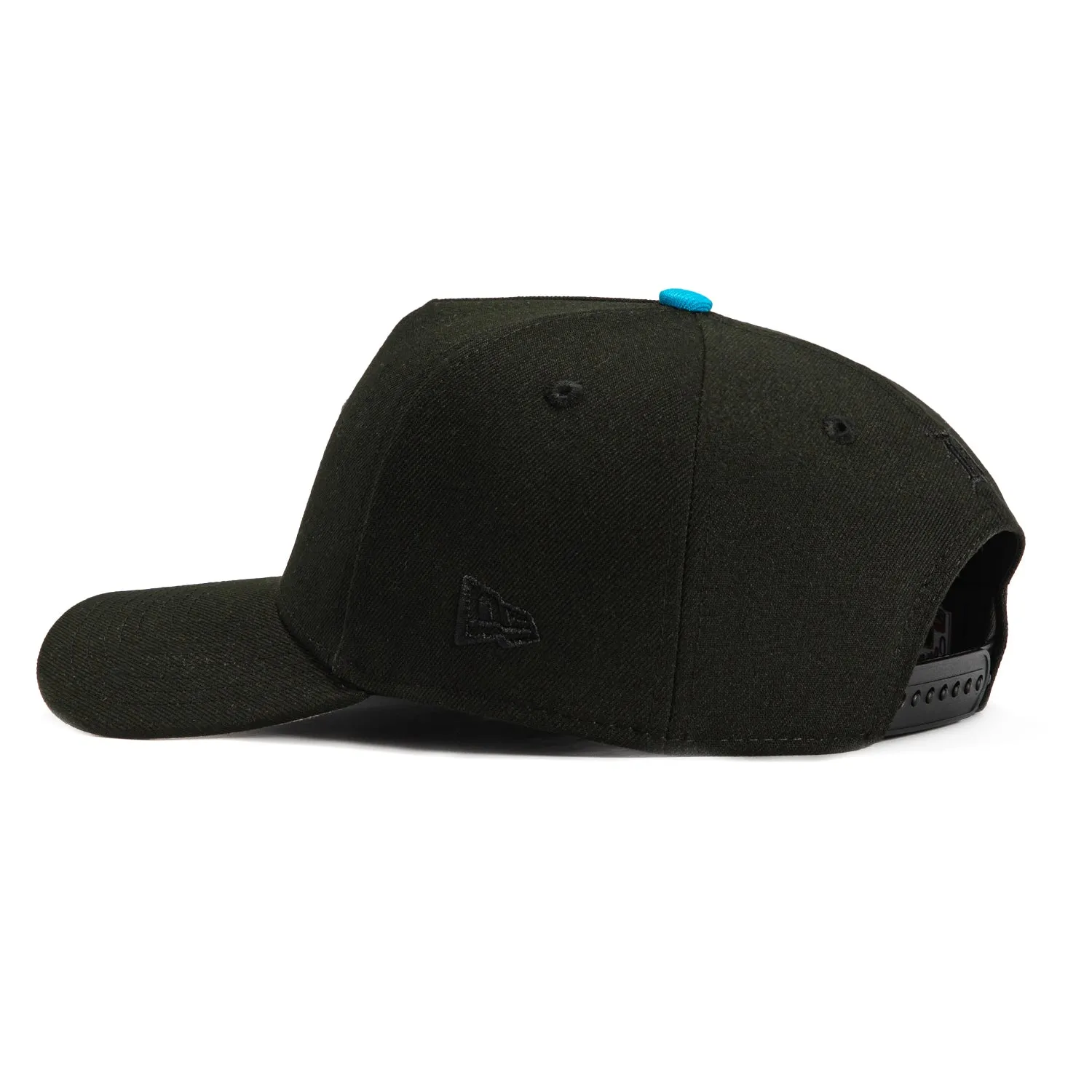 New Era 9Forty A-Frame Detroit Tigers Stadium Patch Snapback Flame Hat - Black, Light Blue