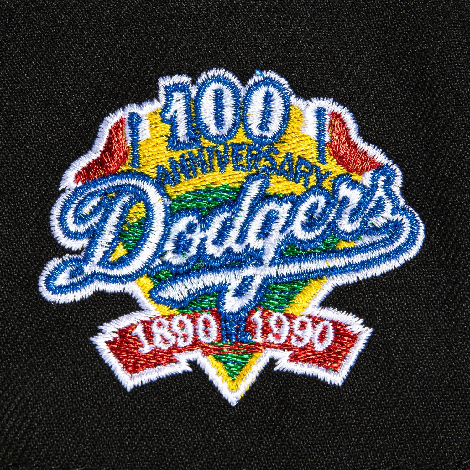 New Era 9Forty A-Frame Los Angeles Dodgers 100th Anniversary Patch Snapback Hat - Black, White
