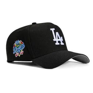 New Era 9Forty A-Frame Los Angeles Dodgers 100th Anniversary Patch Snapback Hat - Black, White