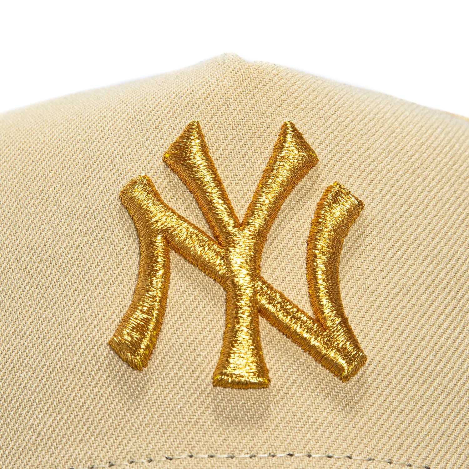 New Era 9Forty A-Frame New York Yankees 75th Anniversary Stadium Patch Snapback Hat - Tan, Navy, Metallic Gold
