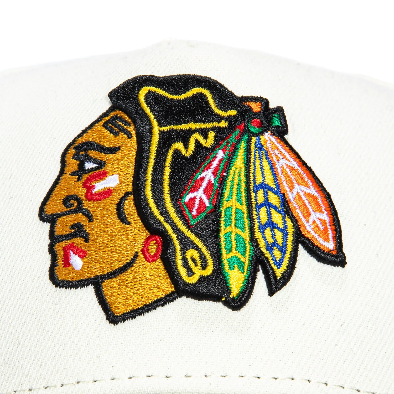 New Era 9Forty A-Frame White Dome Chicago Blackhawks Snapback Hat - White. Black