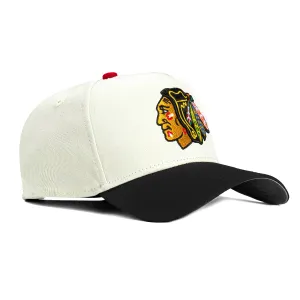New Era 9Forty A-Frame White Dome Chicago Blackhawks Snapback Hat - White. Black