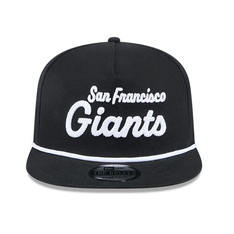 New Era Golfer Team Chain Stitch San Francisco Giants Logo Patch Snapback Hat - Black