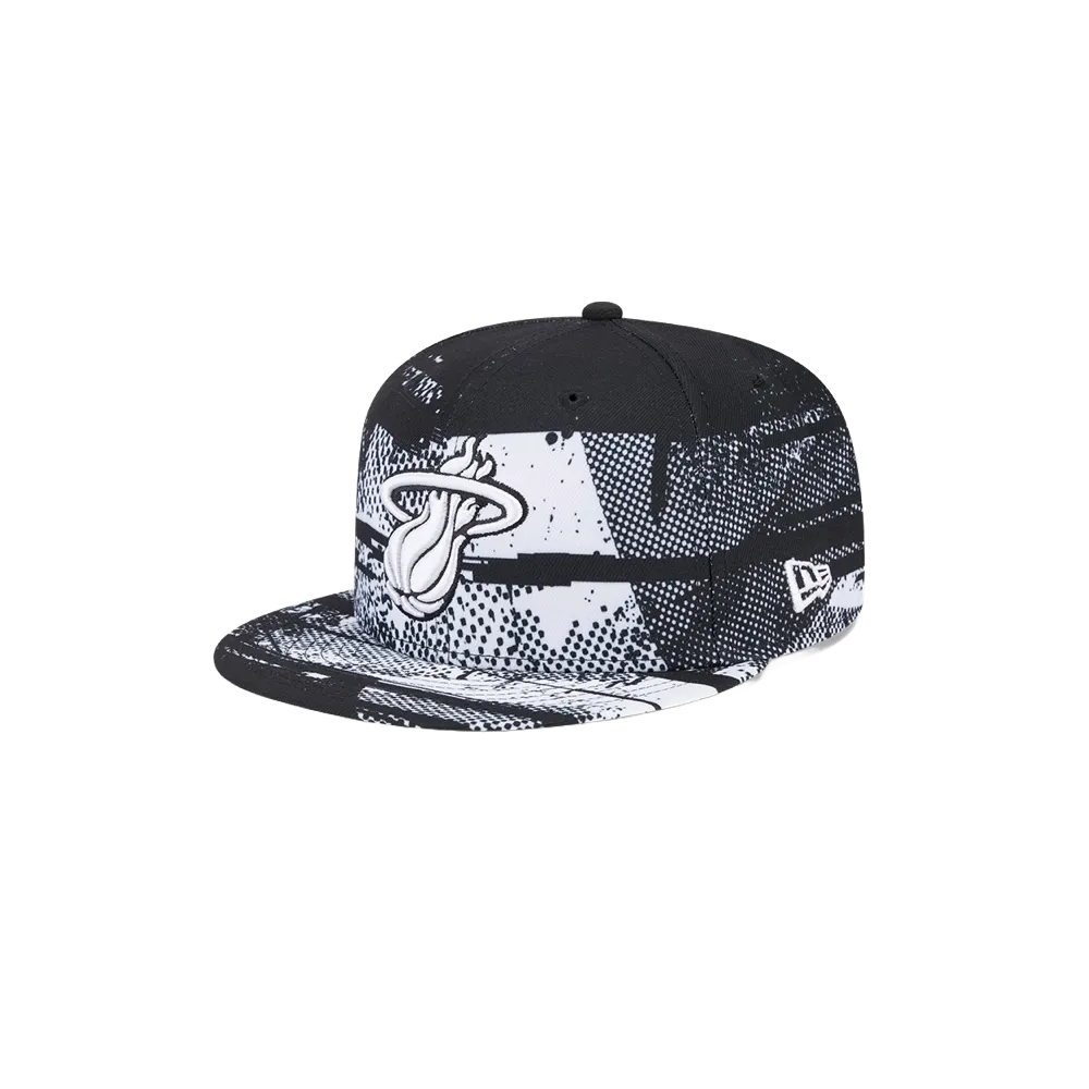 New Era Miami HEAT 2024 Tipoff Black and White Snapback