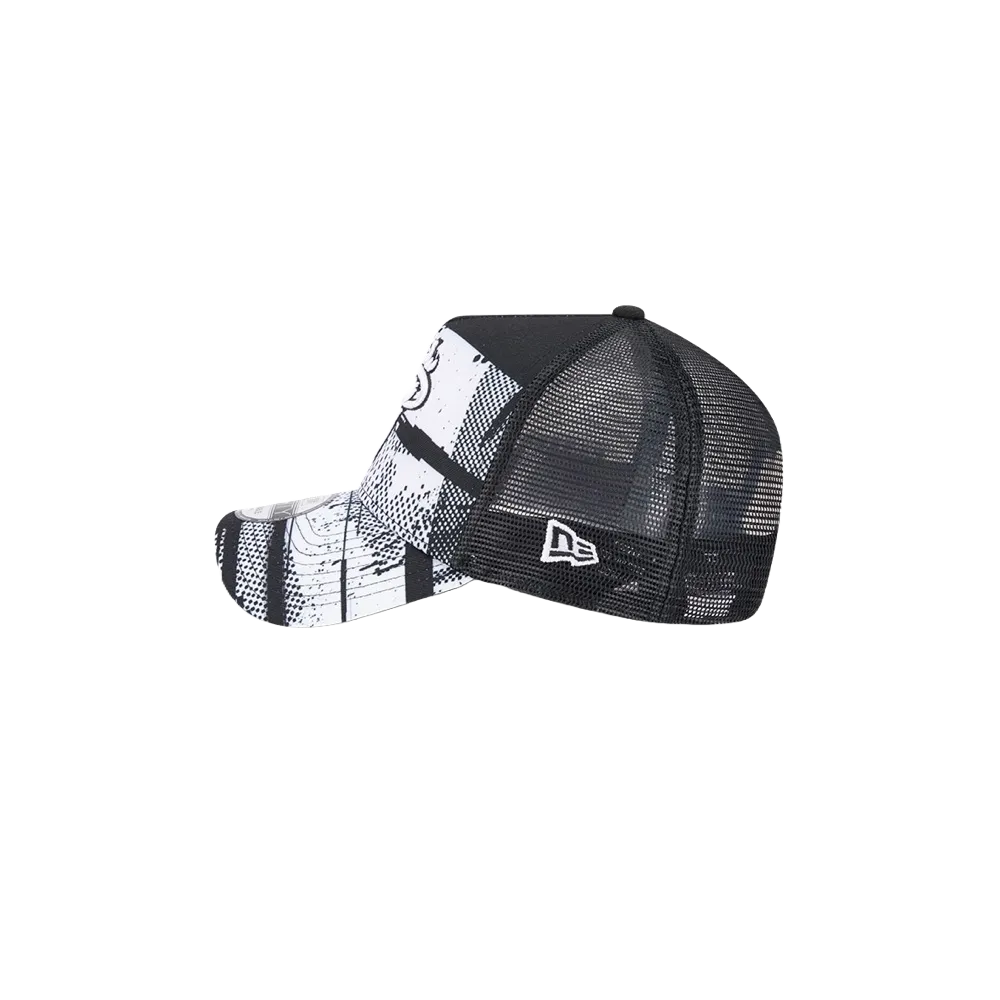 New Era Miami HEAT 2024 Tipoff Black and White Trucker Snapback