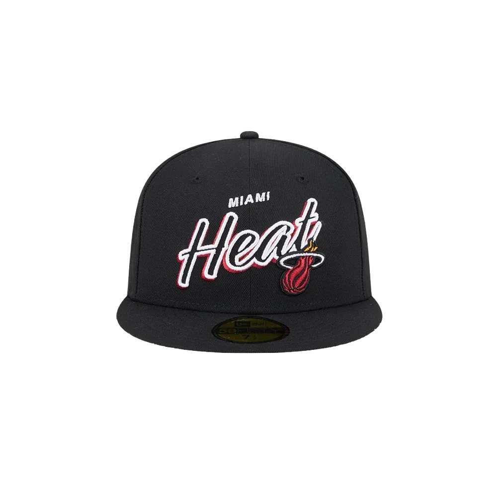 New Era Miami HEAT Script Sided Fitted Hat