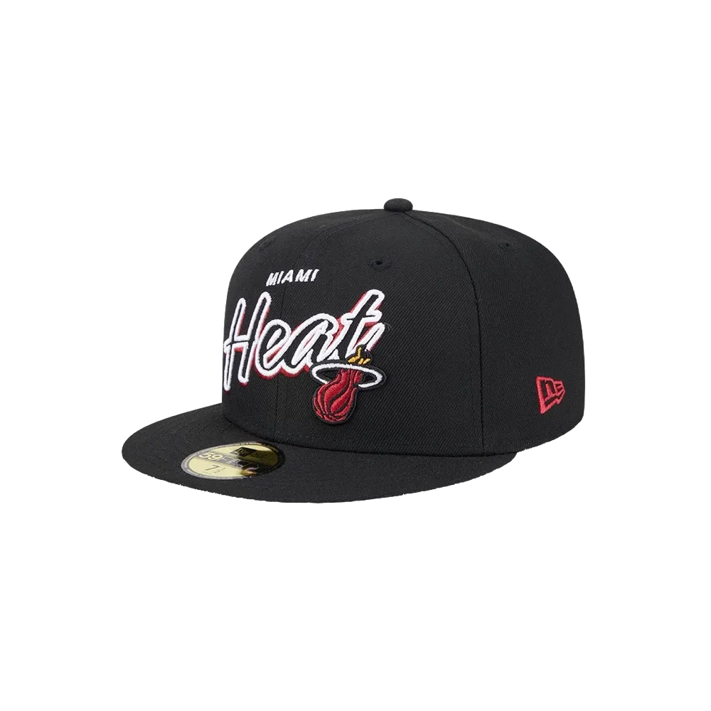 New Era Miami HEAT Script Sided Fitted Hat