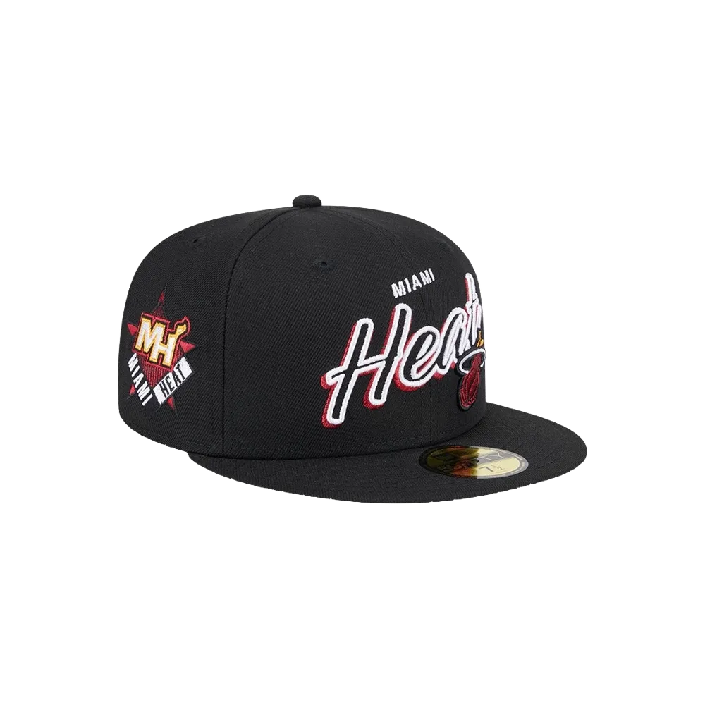 New Era Miami HEAT Script Sided Fitted Hat