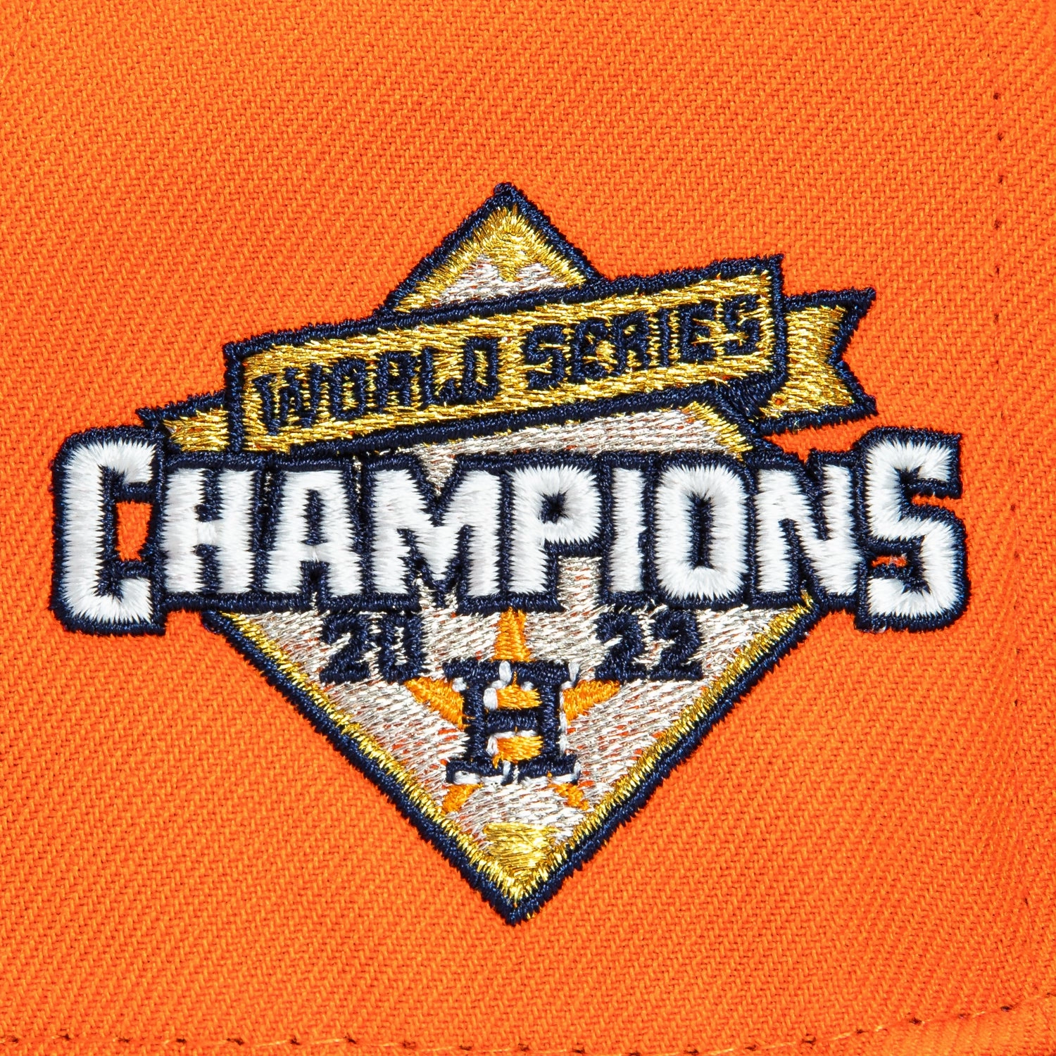 New Era 59Fifty Houston Astros 2022 World Series Champions Patch Space City Hat - Orange. Navy